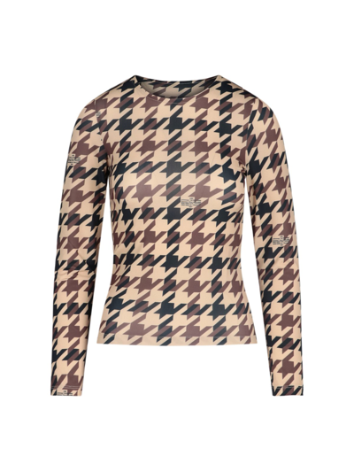 Rokh Houndstooth Print Top In Marrone