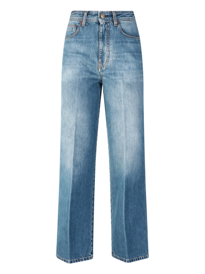 Victoria Beckham Stevie Cropped Straight-leg Jeans In Blu