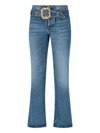 Cormio High Waisted Flared Fit Jeans With Buckle In Blu