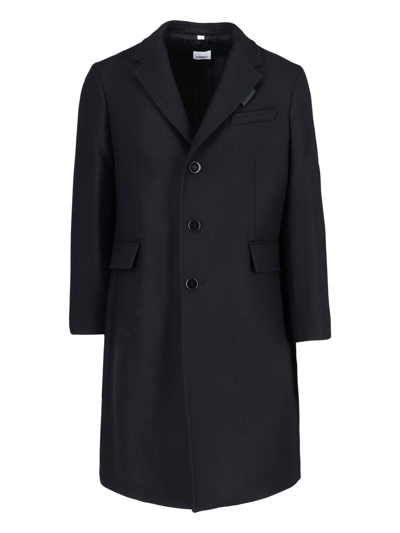 Burberry Single-breasted Coat In Nero