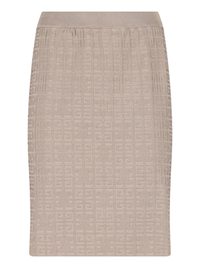 Givenchy Logo Pencil Skirt In Beige