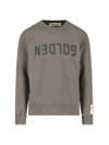 Golden Goose Crew Neck Archibald Sweatshirt With Vintage Logo In Verde