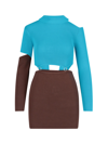 Andersson Bell Zweifarbiges Minikleid Aus Rippstrick Mit Verzierung Und Cut-outs In Multi