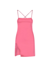 Attico Fujiko Crystal-embellished Satin Mini Dress In Rosa