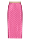 Gucci Gg Supreme Silk Midi Skirt In Rosa