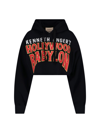 Gucci Slogan-print Cropped Hoodie In Nero
