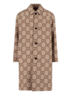 Gucci Gg-pattern Single-breasted Coat In Beige