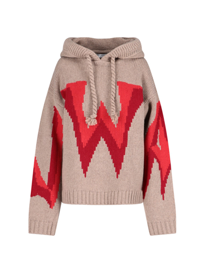 Jw Anderson Knitted Logo Sweatshirt In Beige