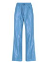 Nanushka Faux-leather Drawstring-waist Trousers In Azzurro