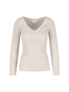 P.a.r.o.s.h V-neck Ribbed Knit Jumper In Crema