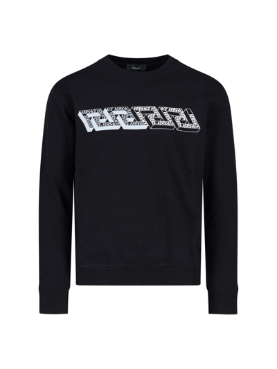 Versace Greca-print Detail Sweatshirt In Black