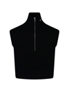 Prada Black Wool And Viscose Turtleneck Crop Top In Nero
