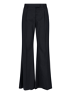 Prada Flared Wool Trousers In Nero