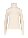 Saint Laurent Ribbed Turtleneck Pullover In Cream Wool And Cashmere In Crema