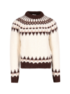 Saint Laurent Fair Isle-style Knitted Jumper In Crema