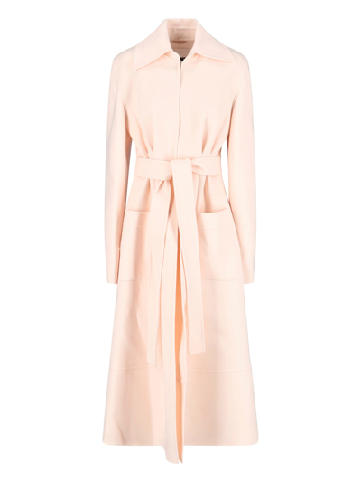 Jil Sander Belted Coat In Nude & Neutrals
