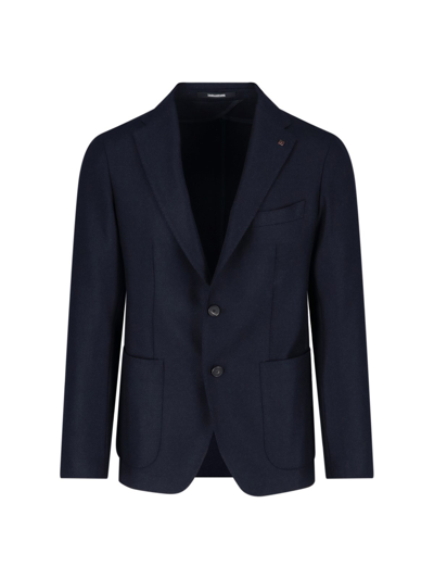 Tagliatore Brooch-detail Single-breasted Blazer In Blue