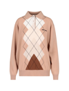 Miu Miu Intarsia Cashmere Polo Shirt In Beige