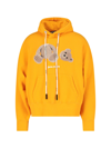 Palm Angels Bear Embroidery Cotton Hoodie In Giallo