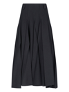 Prada Gabardine Pleated Midi Skirt In Nero