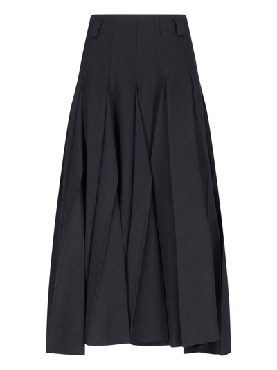 Prada Maxi Pleated Skirt In Nero
