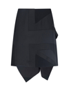 Burberry Draped Paneled Crepe And Mohair And Wool-blend Mini Skirt In Nero