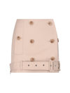 Burberry Double-breasted Belted-hem Miniskirt In Beige