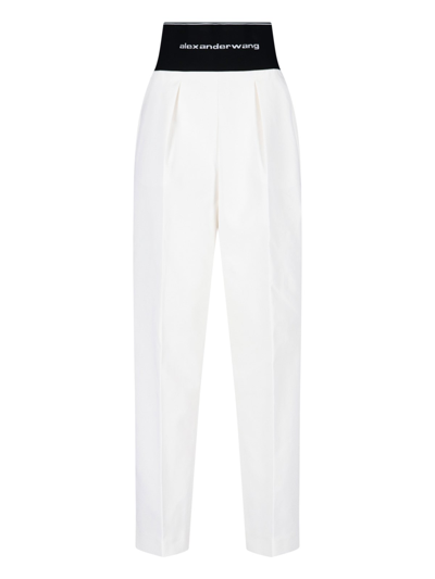 Alexander Wang Pressed-crease Slip-on Straight Trousers In White