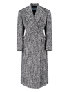 Prada Double-breasted Coat In Grigio