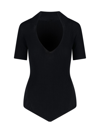 Wolford V-neck Bodysuit In Nero