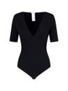 Wolford Short-sleeve Deep V-neck Bodysuit In Black