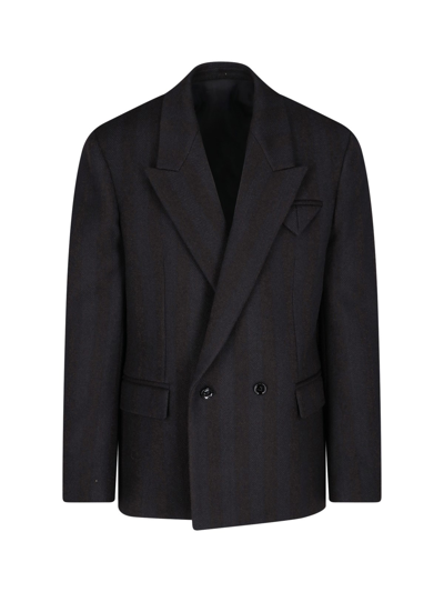 Bottega Veneta Tailored Wool Mouline Jacket In Marrone