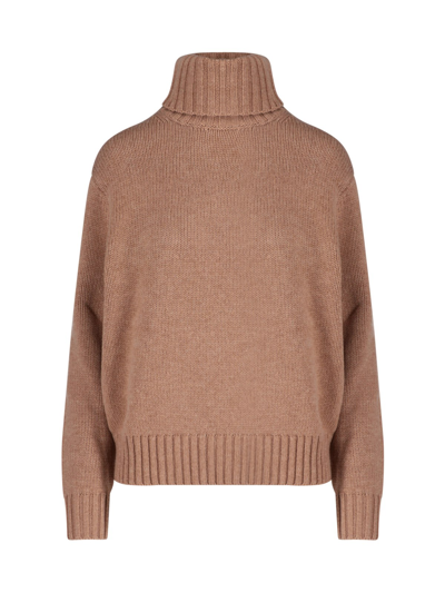 Polo Ralph Lauren Wool Turtleneck Sweater Knit Texture In Marrone