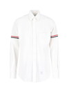 Thom Browne Blue Funmix Straight Fit Armband Stripe Shirt In Bianco