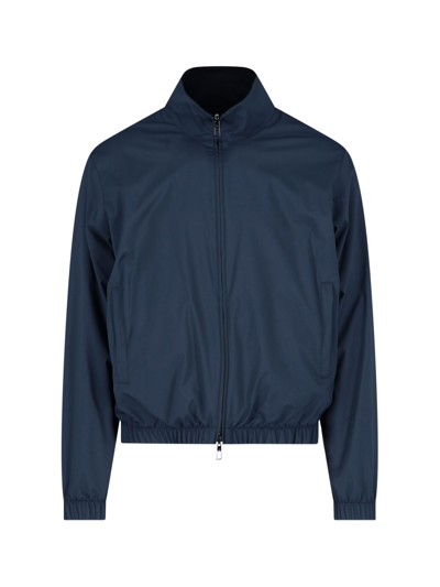 Loro Piana Reversible Windmate Storm System Shell And Cashmere Bomber Jacket In Blue