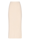 Loro Piana Davenport Zip-embellished Ribbed Cashmere Midi Skirt In Crema