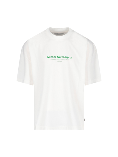 Bonsai Oversize Fit Tee White Cotton T-shirt With Front Print.