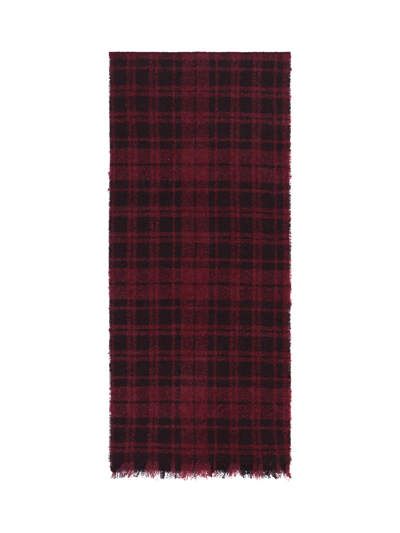 Destin Check Pattern Scarf In Rosso