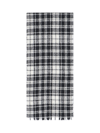 Destin Check Pattern Scarf In Bianco