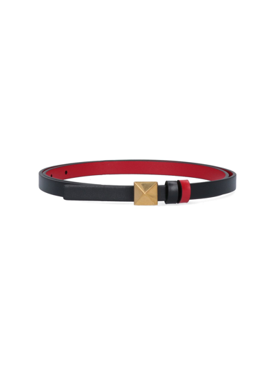 Valentino Garavani One Stud 12mm Reversible Leather Belt In Red