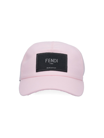Fendi Logo Baseball Hat In Pink