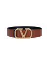 Valentino Vlogo Buckle Reversible Leather Belt In Marrone