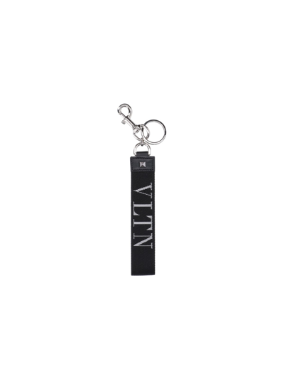 Valentino Garavani Logo-print Keyring In Black