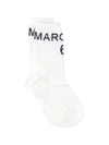 Mm6 Maison Margiela Logo Stretch Cotton Socks In White