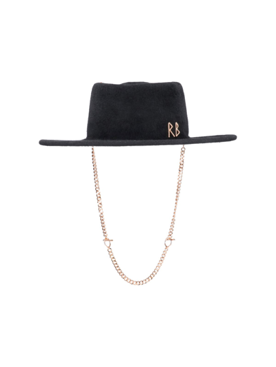 Ruslan Baginskiy Piercing Chain Strap Fedora Hat In Black