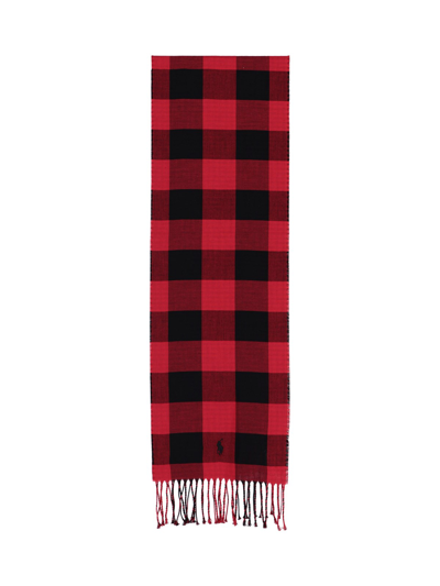 Polo Ralph Lauren Plaid Scarf In Rosso