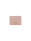 Prada Saffiano Leather Card Holder In Rosa