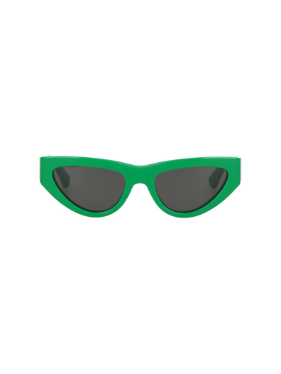 Bottega Veneta Green Angle Sunglasses In Grey