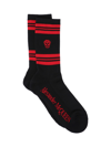 Alexander Mcqueen Stripe & Skull Cotton Blend Socks In Nero