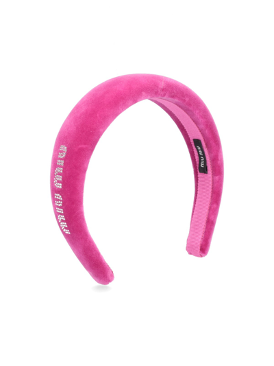 Miu Miu Pink Logo Satin Padded Headband 71618524?w=400 main image 4